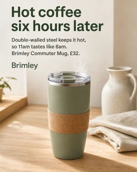 Benefit-led ad for Brimley, made with ROAScal